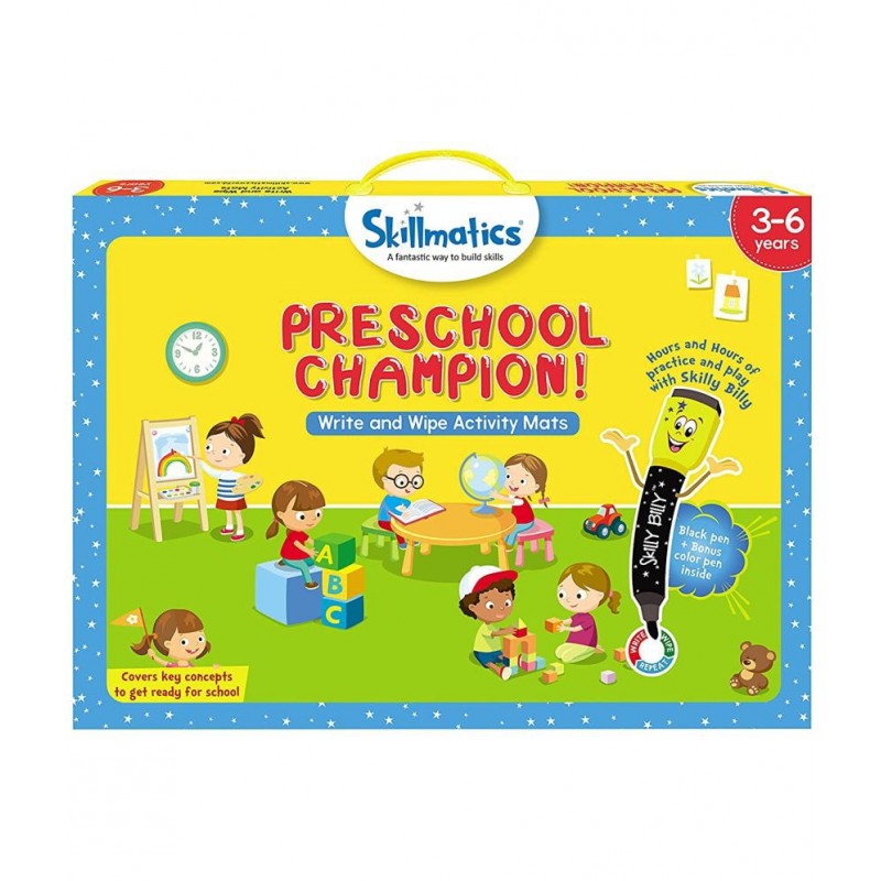 Skillmatics Preschool Champion! | Reusable Activity Mats | Educational Game with 2 Markers | Gifts for Kids Ages 3-6