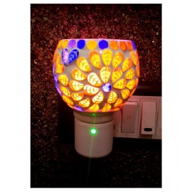Skys & Ray Beautiful Ceramic Kapoor Dani/Aroma Oil Burner Cum Night Lamp with Switch (in-Built on/Off Button for Heating) -Design on The Kapoordani May Vary