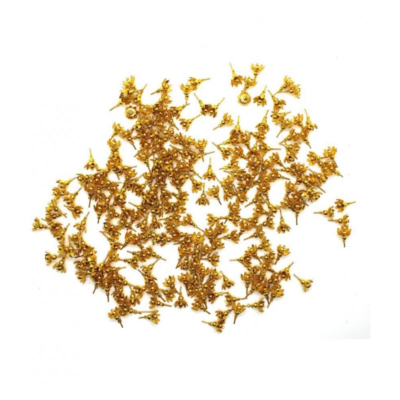 Small Size 108 Astothrum Gold Plated Lotus Flowers for Laxmi Pooja and Worships Decorative Showpiece - 4 cm  (Metal, Gold)