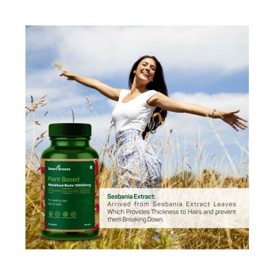 Smart Greens Wholefood Biotin 10000mcg 60 no.s Vitamins Capsule Smart Greens Wholefood Biotin 10000mcg 60 no.s Vitamins Capsule