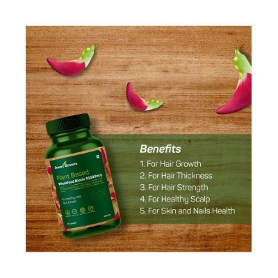 Smart Greens Wholefood Biotin 10000mcg 60 no.s Vitamins Capsule Smart Greens Wholefood Biotin 10000mcg 60 no.s Vitamins Capsule