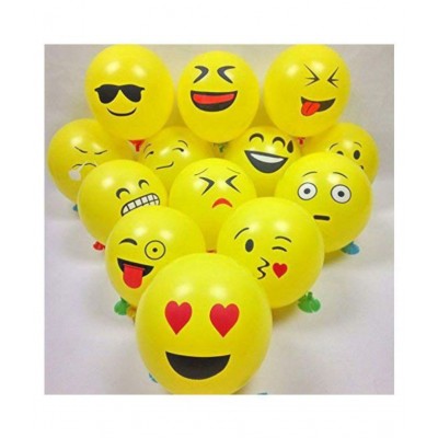 Smiley Balloon Printed Face Expression Latex Balloon 25 Pcs, Yellow/Emoji Balloon/Smiley Balloon/Birthday