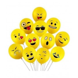 Smiley Balloon Printed Face Expression Latex Balloon 25 Pcs, Yellow/Emoji Balloon/Smiley Balloon/Birthday