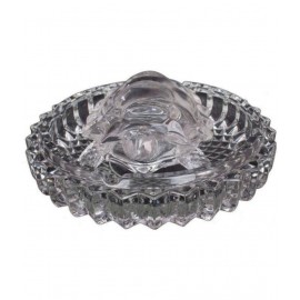 Snaya Collection White Glass Tortoise with Plate