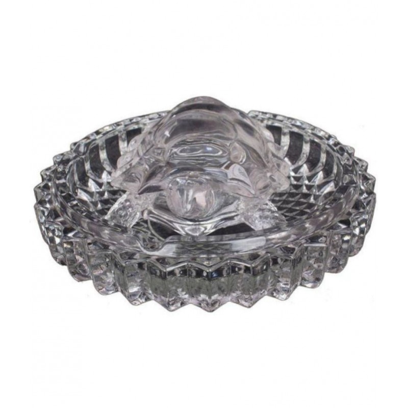 Snaya Collection White Glass Tortoise with Plate