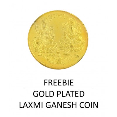 Sobhagya Golden Tri-shakti swastik Om Trishul Symbol Yantra with Gold Plated Laxmi Ganesh Coin