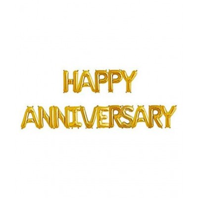 Solid Black & Gold Happy Anniversary Party Decoration Set (Pack of 50) Balloon