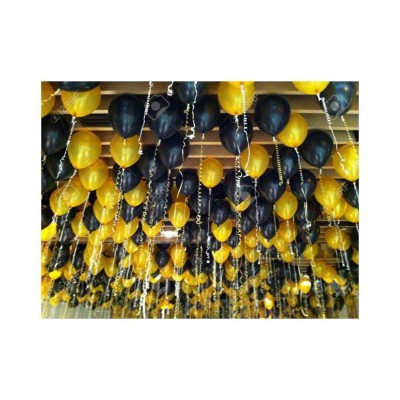 Solid Black & Gold Happy Anniversary Party Decoration Set (Pack of 50) Balloon