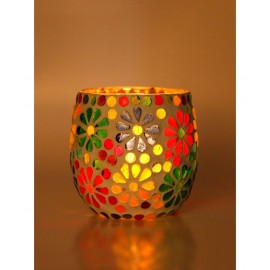 Somil Multicolour Table Top Glass Tea Light Holder - Pack of 1