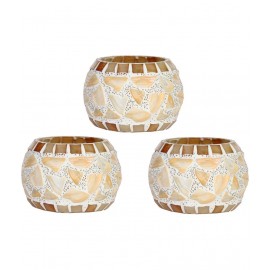 Somil Multicolour Table Top Glass Tea Light Holder - Pack of 3