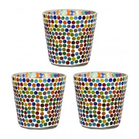 Somil Multicolour Table Top Glass Tea Light Holder - Pack of 3