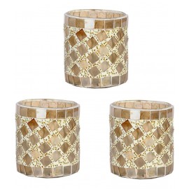 Somil Multicolour Table Top Glass Tea Light Holder - Pack of 3