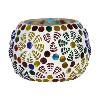Somil Multicolour Table Top Glass Tea Light Holder - Pack of 4