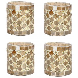 Somil Multicolour Table Top Glass Tea Light Holder - Pack of 4