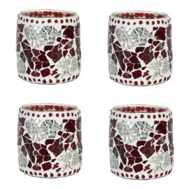 Somil Multicolour Table Top Glass Tea Light Holder - Pack of 4