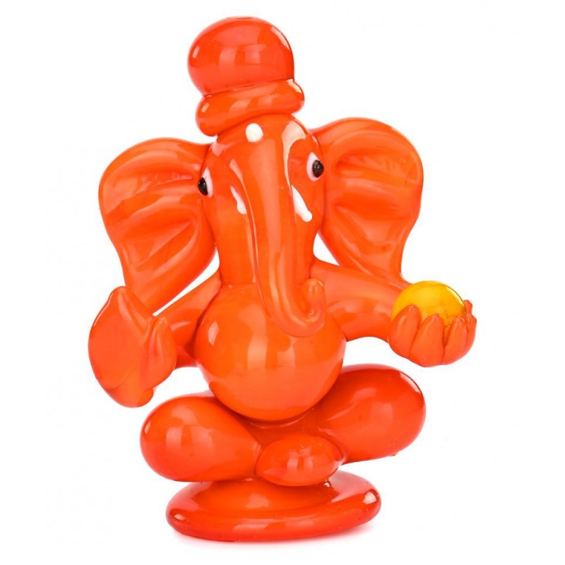 Somil Orange Glass Handicraft Showpiece - Pack of 1