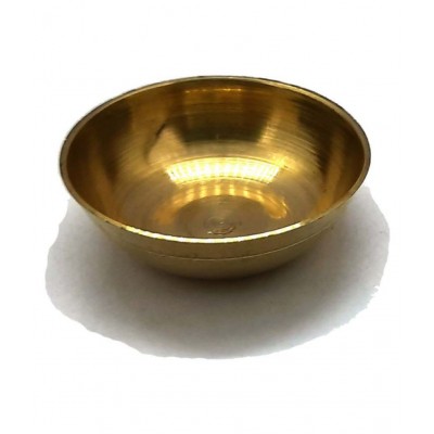 Spherulemuster Brass Akhand Jyoti Diya Om Swastic Stand with Cover Oil Lamp for Temple, Home & Office Décor 14 Cm  with Tika Katori- Brass Material