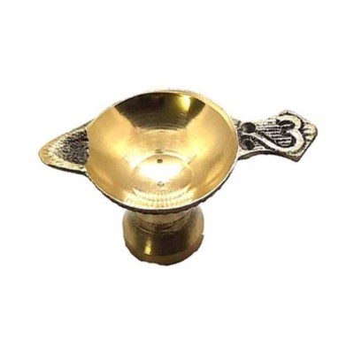 Spherulemuster Brass Deepak with Diya Batti with Panchpatra for Pooja -Set of 2