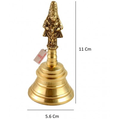 Spherulemuster Brass Handmade Hanuman Face Ghanti/Bell with Akhand Jyoti Deepak and batti- Brass Material (Gold, Colour)