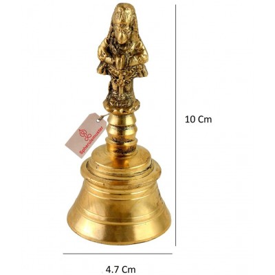 Spherulemuster Brass Handmade Pooja Ghanti Hanuman Face with Deepak Diya Batti Metal Design- (Gold Colour)