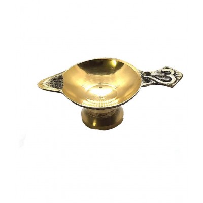 Spherulemuster Brass Handmade Pooja Ghanti Hanuman Face with Deepak Diya Batti Metal Design- (Gold Colour)