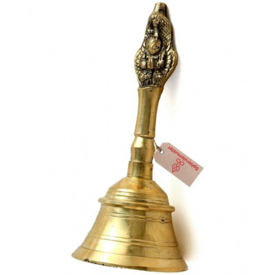 Spherulemuster Brass Hanuman Face Bell/ Ghanti for Pooja (Gold Color- 11 Inches)hes)