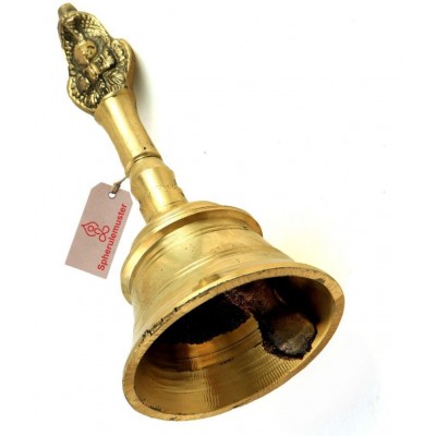 Spherulemuster Brass Hanuman Face Bell/ Ghanti for Pooja (Gold Color- 11 Inches)hes)