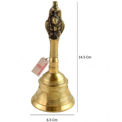 Spherulemuster Brass Hanuman Face Bell/ Ghanti for Pooja (Gold Color- 11 Inches)hes)