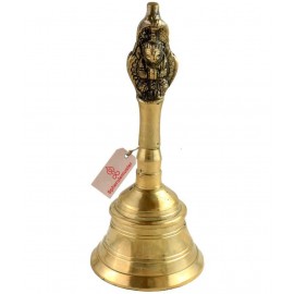 Spherulemuster Brass Hanuman Face Bell/ Ghanti for Pooja (Gold Color- 11 Inches)hes)