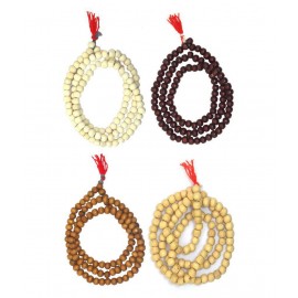 Spherulemuster Combo of Chandan Jap Malas in Red/White/Brown/Badami -Set of 4