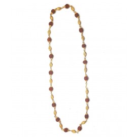 Spherulemuster Gold Plated Rudraksh Mala for neck wearing- 5 Mukhi