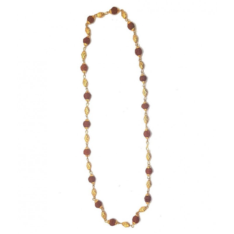 Spherulemuster Gold Plated Rudraksh Mala for neck wearing- 5 Mukhi