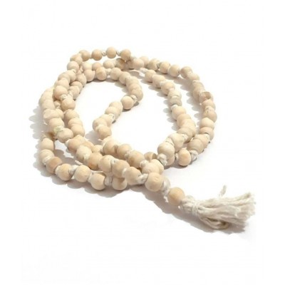 Spherulemuster Haldi Chandan Mala with White Tulsi Jap Mala with Ashtaganda Chandan Tika