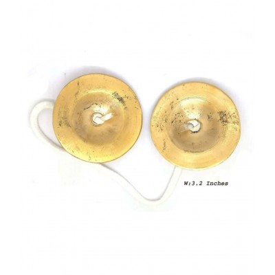 Spherulemuster Handmade Bhajan Kirtan (Jhanjh) Manjeera (3.2 inches)-Brass material