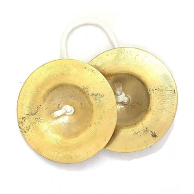 Spherulemuster Handmade Bhajan Kirtan Jhanjh Manjeera (3.5 inches)-Brass material
