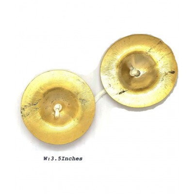 Spherulemuster Handmade Bhajan Kirtan Jhanjh Manjeera (3.5 inches)-Brass material