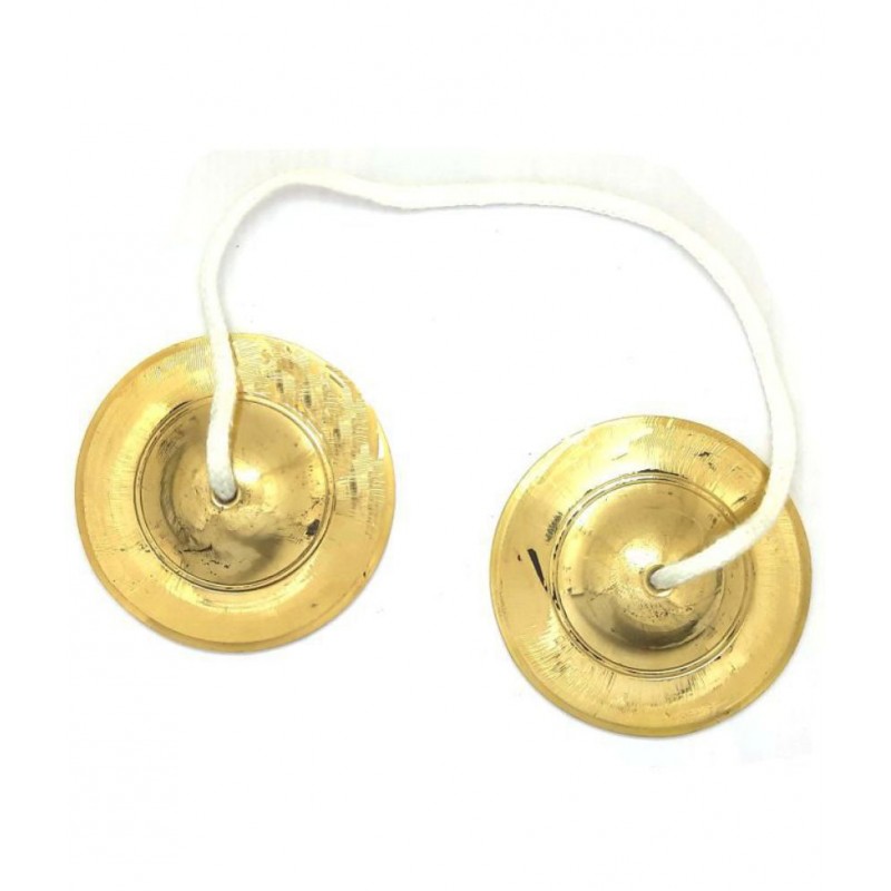Spherulemuster Handmade Bhajan Kirtan Jhanjh Manjeera (3.5 inches)-Brass material