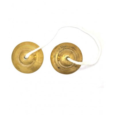 Spherulemuster Handmade Bhajan Kirtan Manjeera (3 inches)-Brass material
