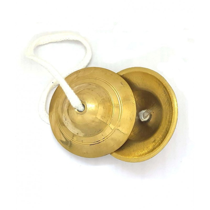 Spherulemuster Handmade Bhajan Kirtan Manjeera (3 inches)-Brass material