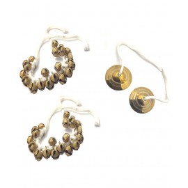 Spherulemuster Handmade Bhajan Kirtan Manjeera (5.5 cm) with Ghunghru Payal Set of 2- Brass Material
