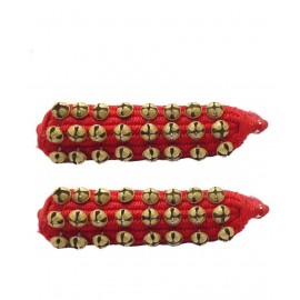 Spherulemuster Handmade Dance Ghungroo (3 Line Red Pad) Brass Ghungroo- Kathak Bharatnatyam