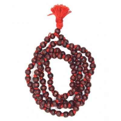 Spherulemuster Lal Chandan Tulsi  Mala with Natural Roli and Cotton Kalawa