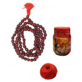 Spherulemuster Lal Chandan Tulsi  Mala with Natural Roli and Cotton Kalawa