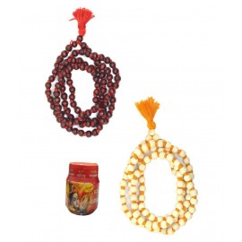 Spherulemuster Lal Chandan Tulsi Node Jap Mala with Ashtagandha Chandan Tika-Set of 2 Malas