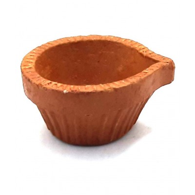 Spherulemuster Mitti Designer Diya/Deepak for Pooja Set of (15 pc Diya) with Diya batti (50pc)-Clay Material