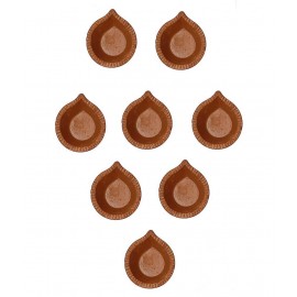Spherulemuster Mitti Designer Diya/Deepak for Pooja Set of (15 pc Diya) with Diya batti (50pc)-Clay Material