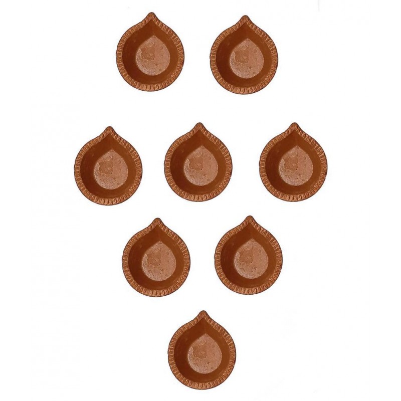Spherulemuster Mitti Designer Diya/Deepak for Pooja Set of (15 pc Diya) with Diya batti (50pc)-Clay Material