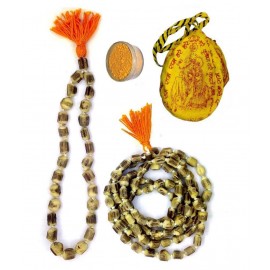Spherulemuster Original Tulsi Mala Sumarini with Cotton  Gomukhi Beg for Neck and Wrist Wearing -Set of 4 ||Free Chandan Tika||