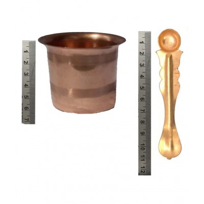 Spherulemuster Panch Patra for Pooja with Achmani Pali-Copper (5.5cm)-Set of 4
