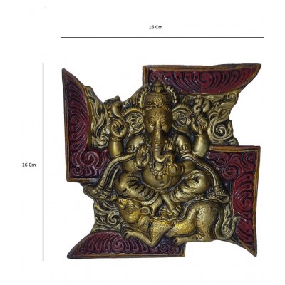 Spherulemuster Swastik Ganesh Decorative Wall Hanging and Showpiece Figurine - Metal
